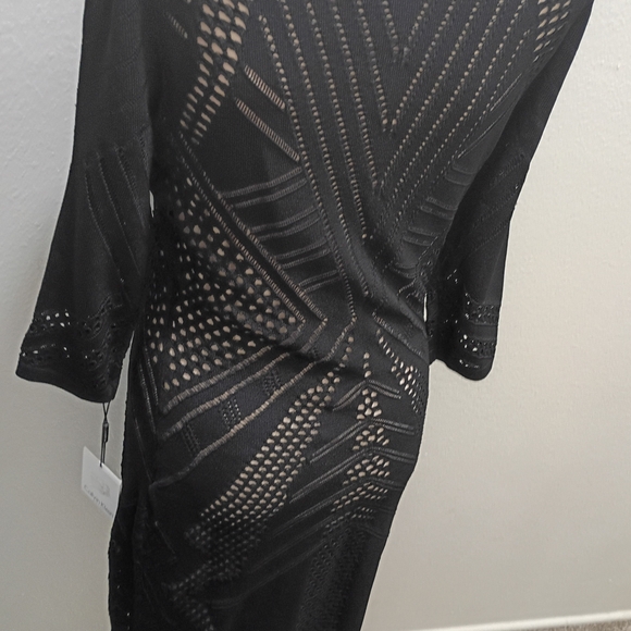 Calvin Klein Black Geometric Long Sleeve Dress - Picture 6 of 6